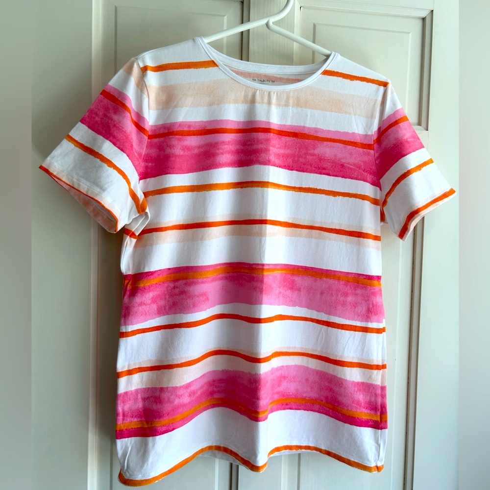 NWOT Talbot’s Striped Pink and Orange T-Shirt